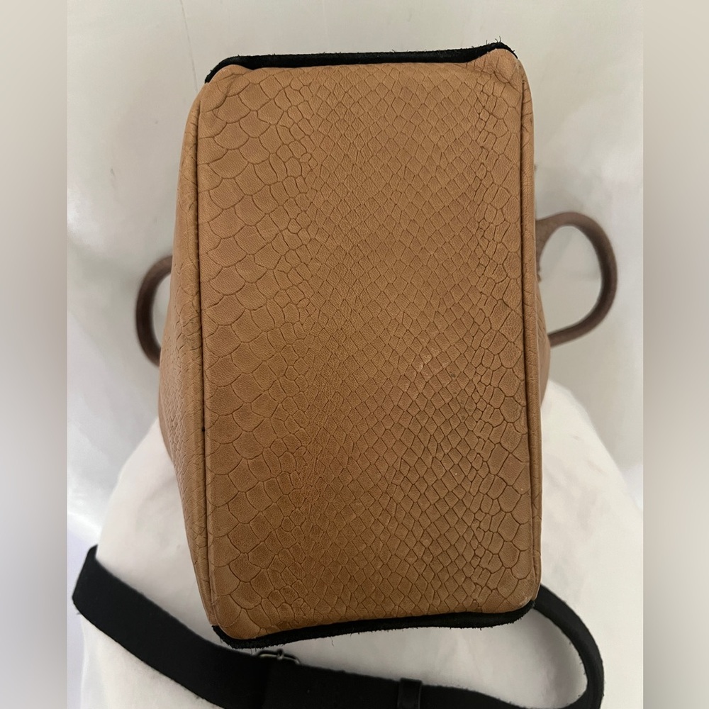 Let & Her Embossed Python Black/Tan Leather Small… - image 4